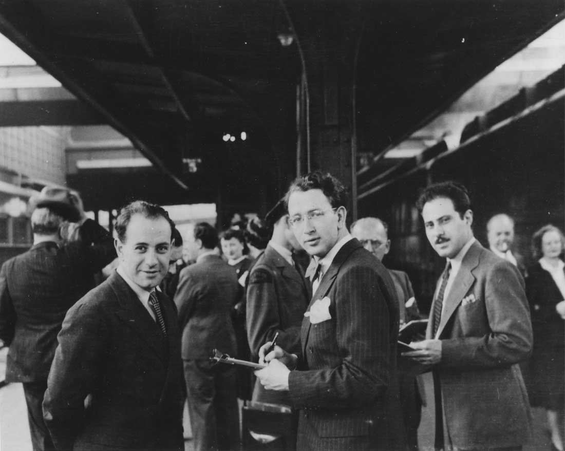 Conductor Erich Leinsdorf and Werner Lywen at Grand Central Station
