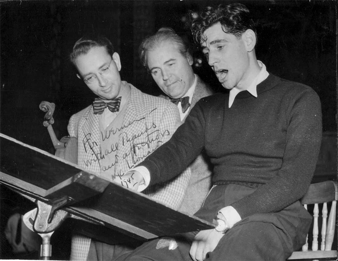 Werner Lywen and Leonard Bernstein discuss score